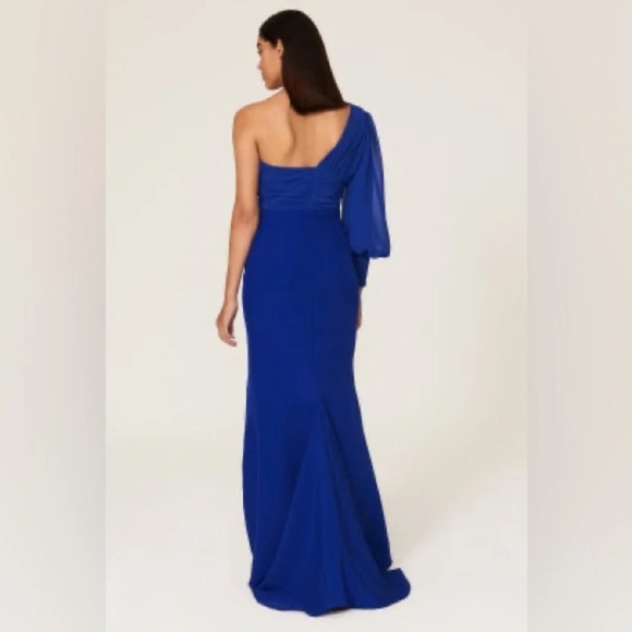 Elle Zeitoune Charles One Shoulder Gown Dress Blue Size Large - Picture 2 of 11
